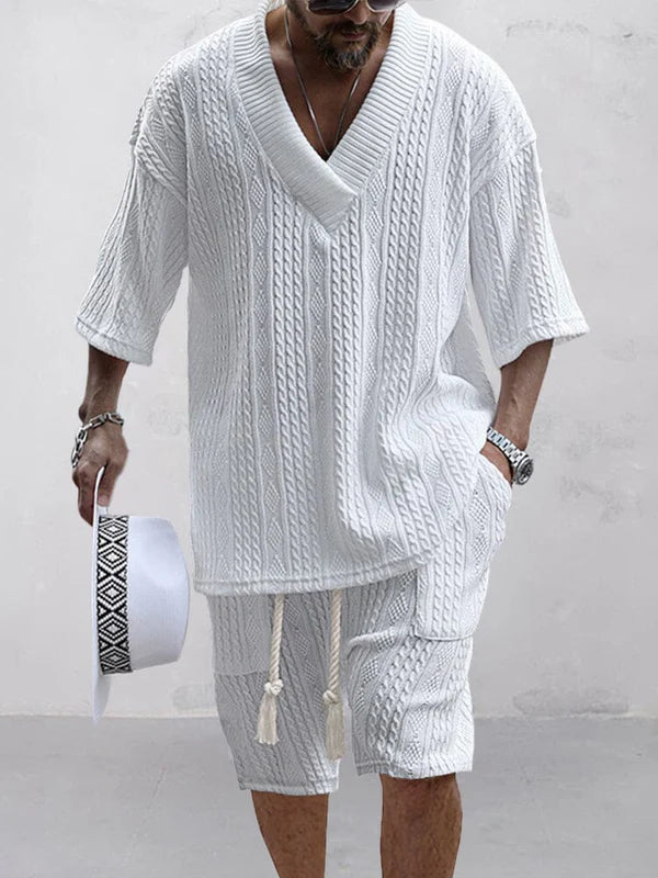 Casual Cable Knit T-shirt Set