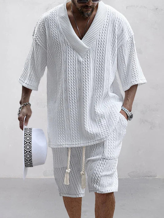 Casual Cable Knit T-shirt Set